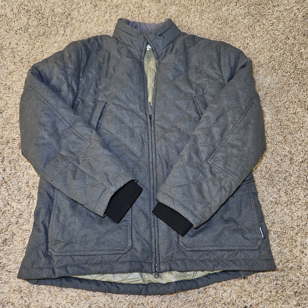 Vineyard Vines Womens Size XL Quilted Puffer Coat Jacket Gray Chore Hidden Hood